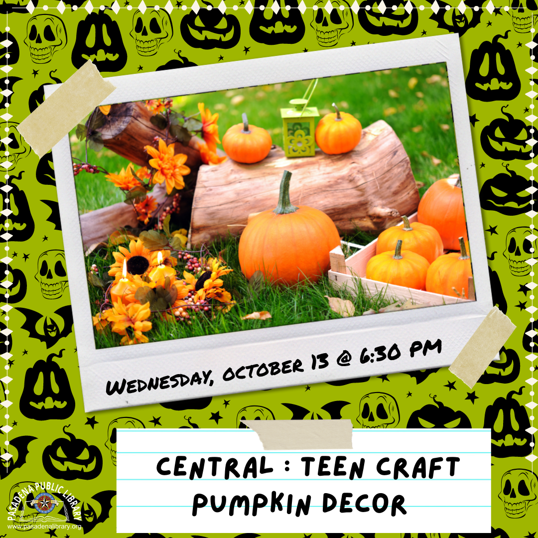 Central: Teen DIY Pumpkin Decorating Demo 10.13.21 at 6:30 PM