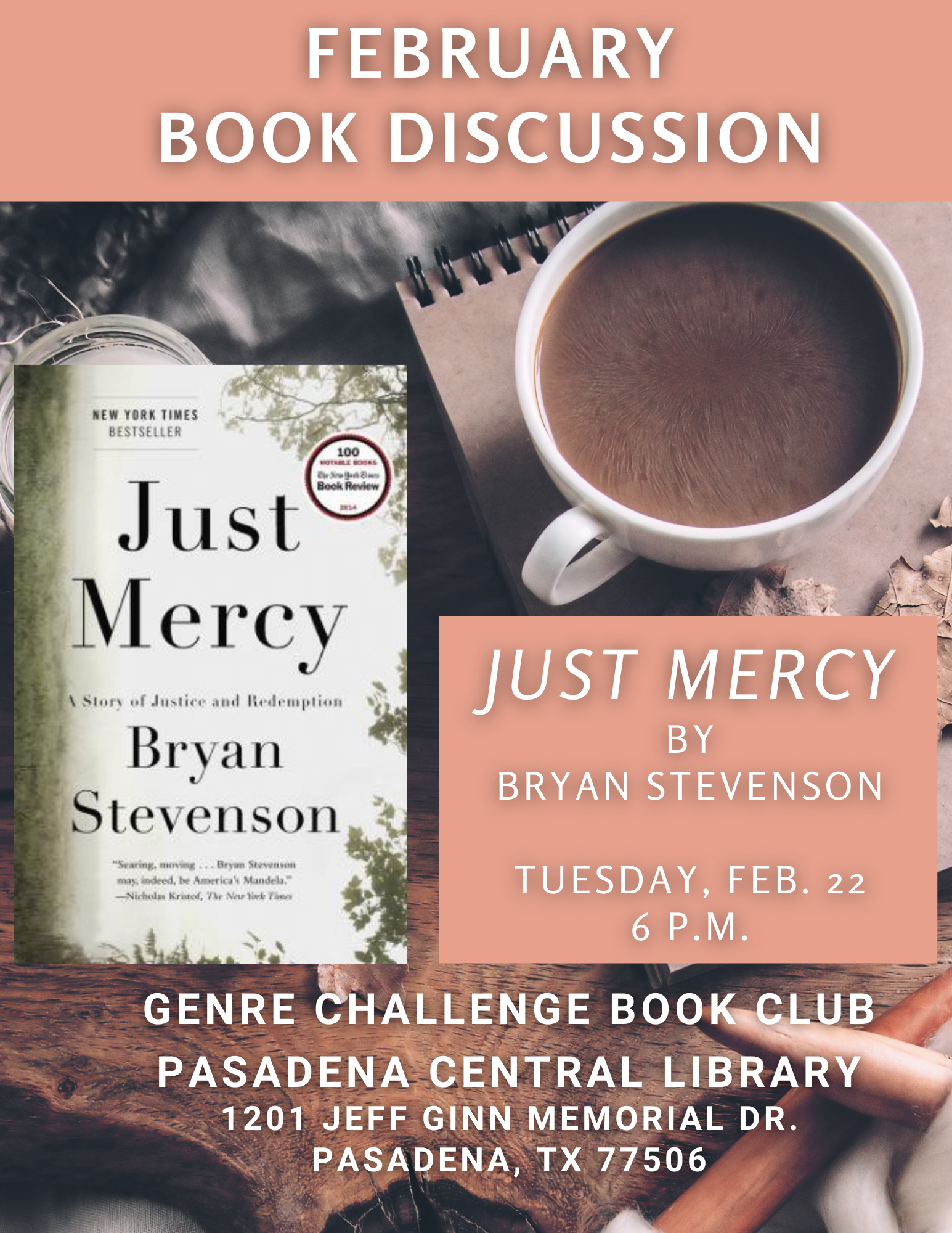 Flyer for book discussion Feb 22