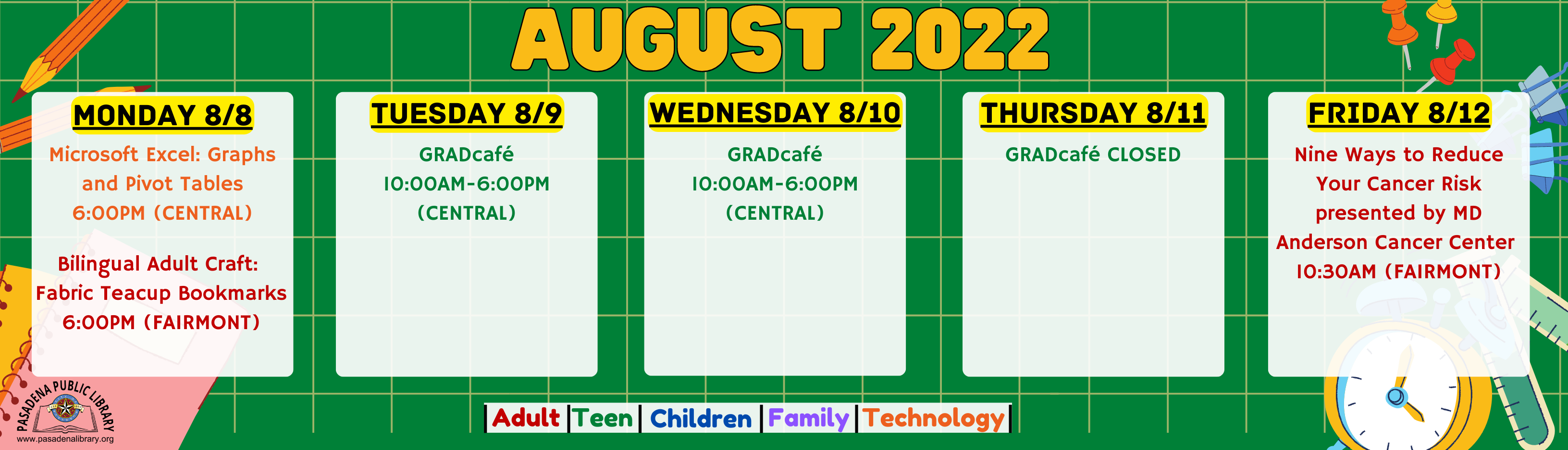Week of August 8, 2022 Library Programs