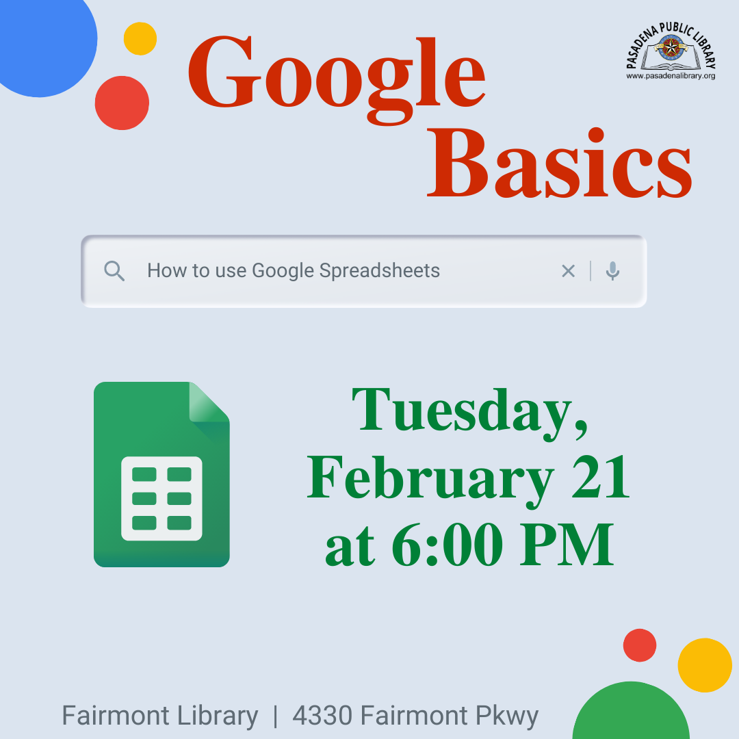 FAIRMONT: Google Basics - Spreadsheets