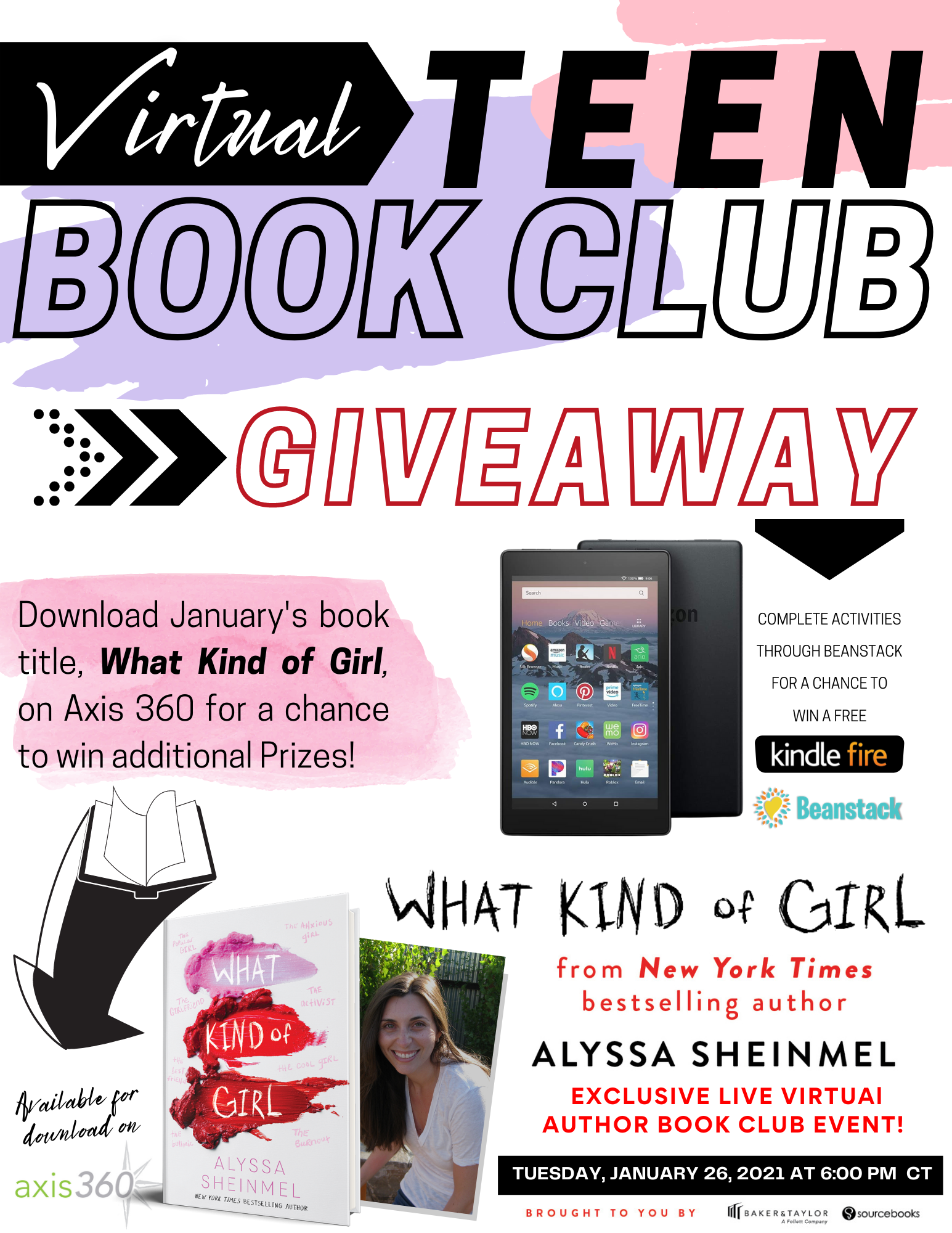 Don't miss out on January's Virtual Teen Book Club title, What Kind of Girl by Alyssa Sheinmel, a New York Times Bestselling Author.