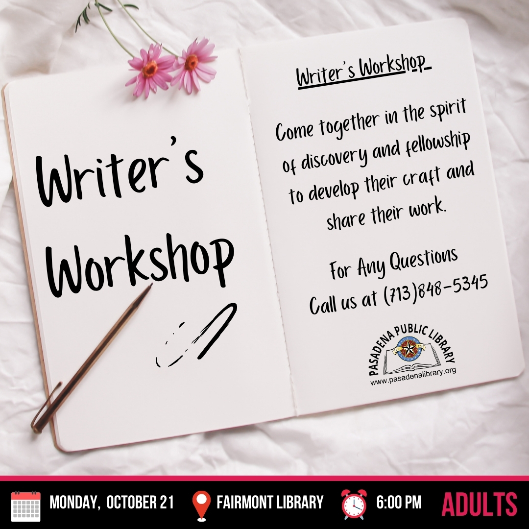 OCTOBER 21_ WRITER'S WORKSHOP FAIRMONT