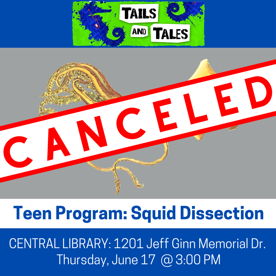 Squid Dissection: Program has been canceled and will be rescheduled at a later date.