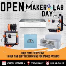 SEPTEMBER 14 OPEN MAKER LAB DAY